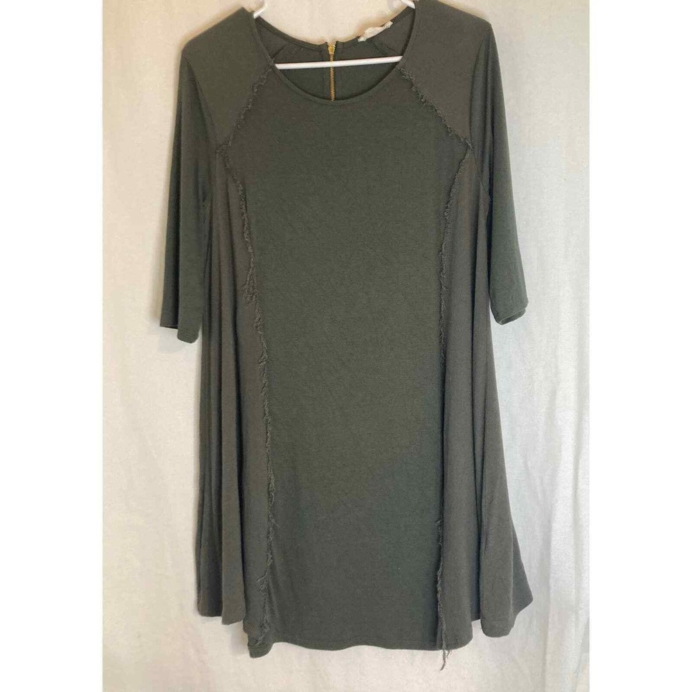 Altard State Olive Green Dress L Frayed‎ Trim Casual Comfy Tunic